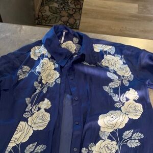 Free People Blue Floral Tunic